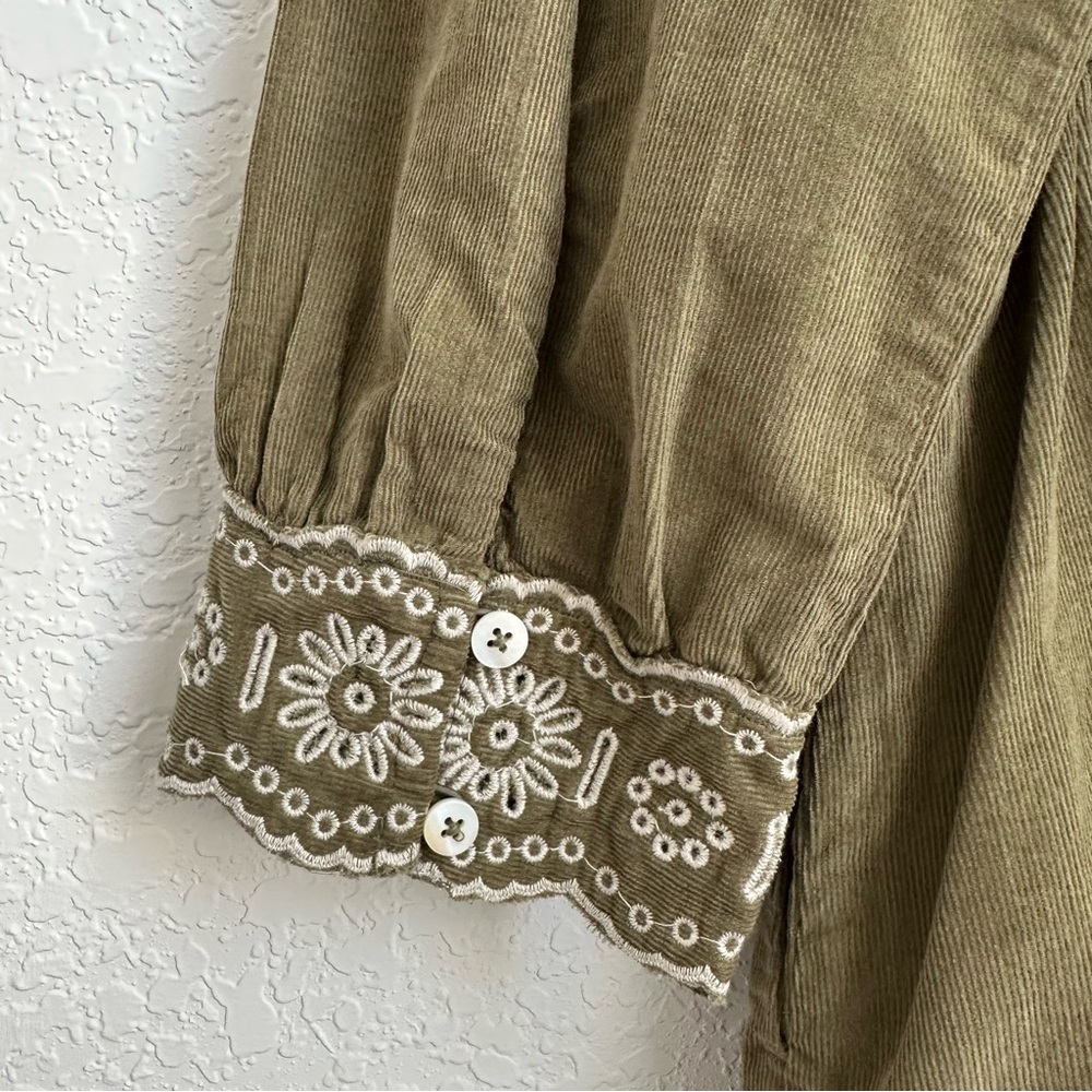 Madewell Women’s Green Cotton Embroidered Square Neck Mini Dress Size S - Picture 7 of 12